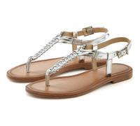 Zehentrenner VIVANCE, Damen, Gr. 40, silber (silberfarben), Obermaterial: 100% Ziegenleder. Futter: 100% Lederimitat. Decksohle: 100% Lederimitat. Laufsohle: 100% Synthetik, unifarben, Flechtoptik, mo