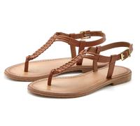 Zehentrenner VIVANCE, Damen, Gr. 41, braun (cognac), Obermaterial: 100% Ziegenleder. Futter: 100% Lederimitat. Decksohle: 100% Lederimitat. Laufsohle: 100% Synthetik, unifarben, Flechtoptik, modisch, 