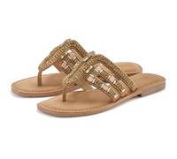 Zehentrenner VIVANCE, Damen, Gr. 42, braun (camelfarben), Obermaterial: 100% Ziegenleder. Futter: 100% Lederimitat. Decksohle: 100% Textilmaterial. Laufsohle: 100% Synthetik, unifarben, Glitzer, modis