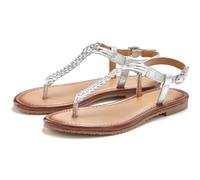 Zehentrenner VIVANCE "Sandalette, Sommerschuh, Sandale, Ledersandale", Damen, Gr. 38, silberfarben, Obermaterial: 100% Schafsleder. Decksohle: 100% Schafsleder. Futter: 100% Schafsleder. Laufsohle: 10