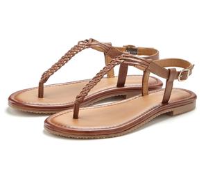 Zehentrenner VIVANCE "Sandalette, Sommerschuh, Sandale, Ledersandale", Damen, Gr. 41, cognac, Obermaterial: 100% Schafsleder. Decksohle: 100% Schafsleder. Futter: 100% Schafsleder. Laufsohle: 100% Syn