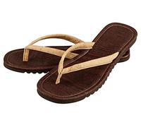 Zehentrenner Zehensandalen Badelatschen Herren aus Naturkork | Vegan & Nachhaltig - Kork braun mit hellem Riemen und Kontrastnähten - Größen 39 - 45 (EU) / 6.5 - 11.5 (US)