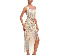 Zeiayuas 20er Jahre Kleider Pailletten Fransen Schwarz Gold 1920er Kleider Cocktailkleider Elegant für Hochzeit mit Fransen 20er Jahre Pailletten Kleid Schwarz Partykleid Damen Kostüm Ballkleid
