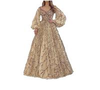 Zeiayuas Damen Pailletten Kleid V-Ausschnitt Langarm Hoch-niedriger Saum Herbst Kleid Glänzend Übergröße Freizeitkleid Kleidung Ballkleider Damen Lang Grün Cocktailkleider Damen Festlich Hochzeit