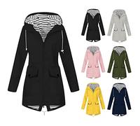 Zeiayuas Damen Regenjacke Regenmantel Mit Kapuze ÜBergangsjacke Atmungsaktiv Mantel Einfarbig Wasserdichte Softshelljacke Bequeme Leichte Kapuzenjacke Outdoorjacke Mittellange Windbreaker Wanderjacke