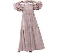 Zeiayuas Muslimische Kleider Damen Elegant Gebetskleid Muslimische Robe Langarm Rundhalsausschnitt Gebet Abaya Kleid Islamischer Naher Osten Dubai Türkei Arabische Muslim Kaftan Kleid Für Ramadan