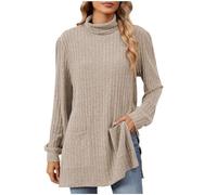 Zeiayuas Strickpullover Damen Große Größen Rollkragen Strickweste Langärmeliges Winter Pullover Weich und Bequem Sweater Warmes Atmungsaktive Sweatshirt Alltag Freizeit Stricktops