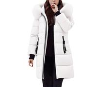 Zeiayuas Winterjacke Damen Dicke Warme Daunenjacke Winter Warm Wintermantel Leichte Steppjacke Einfarbig Parka Lange Elegant Steppmantel Winddichter Outdoor Jacken mit Fellkapuze Weich Kapuzenjacke