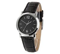 Zeit-Bar Funk-Armbanduhr Damen, Edelstahl-Gehäuse, Leder-Uhrband