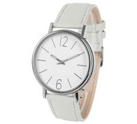 Zeit-Bar Funk-Armbanduhr Damen, Edelstahlgehäuse, Leder-Uhrband