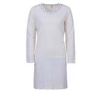 Zeitlos Nachthemd Damen Borte Herz Langarm Schlafshirt, Farbe:Off-White, Größe:XL
