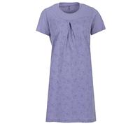Zeitlos Nachthemd Damen Kurzarm Blätter Kellerfalte Schlafshirt Sommer M-2XL All-Over Muster, Farbe:Flieder, Größe:XL