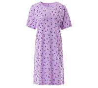 Zeitlos Nachthemd Damen Kurzarm Blumendruck Knöpfe Übergröße Plus Size M - 6XL, Farbe:Flieder, Größe:M