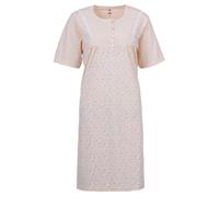 Zeitlos Nachthemd Damen Kurzarm Gänseblümchen Spitze Knöpfe M-6XL Knopfleiste Schlafshirt, Farbe:apricot, Größe:4XL