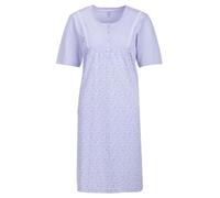 Zeitlos Nachthemd Damen Kurzarm Gänseblümchen Spitze Knöpfe M-6XL Knopfleiste Schlafshirt, Farbe:Flieder, Größe:3XL