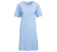 Zeitlos Nachthemd Damen Kurzarm Gänseblümchen Spitze Knöpfe M-6XL Knopfleiste Schlafshirt, Farbe:hellblau, Größe:3XL