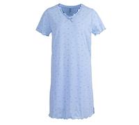 Zeitlos Nachthemd Damen Kurzarm Herz Schmetterling Rüsche Schlafshirt M-2XL, Farbe:blau, Größe:L