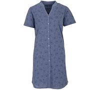 Zeitlos Nachthemd Damen Kurzarm Kragen Blätter Schlafshirt Knopfleiste M-2XL All-Over Muster, Farbe:blau, Größe:M