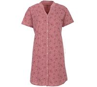 Zeitlos Nachthemd Damen Kurzarm Kragen Blätter Schlafshirt Knopfleiste M-2XL All-Over Muster, Farbe:Altrosa, Größe:XXL