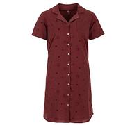 Zeitlos Nachthemd Damen Kurzarm Kragen Sonne Mond Sterne M-2XL Knopfleiste Schlafshirt, Farbe:Altrosa, Größe:XXL