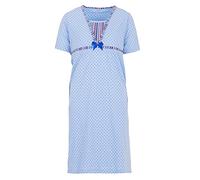 Zeitlos Nachthemd Damen Kurzarm Lagenlook Schleife Punkte M-2XL Romantisch, Farbe:blau, Größe:M