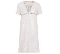 Zeitlos Nachthemd Damen Kurzarm Lagenlook Schleife Punkte M-2XL Romantisch, Farbe:weiß, Größe:M