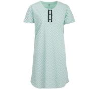 Zeitlos Nachthemd Damen Kurzarm Leni mit Herzen und Mini-Spitze Knopfleiste M-2XL Schlafshirt, Farbe:Mint, Größe:M