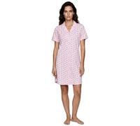 Zeitlos Nachthemd Damen Kurzarm Milla mit Kirsche M-2XL Schlafshirt durchgehende Knopfleiste mit Kragen, Farbe:rosa, Größe:M