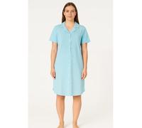 Zeitlos Nachthemd Damen Kurzarm Milla mit Zitronen M-2XL Schlafshirt durchgehende Knopfleiste mit Kragen, Farbe:hellblau, Größe:XL