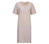 Zeitlos Nachthemd Damen Kurzarm Mille Fleur Spitze Knöpfe M-6XL Knopfleiste Schlafshirt, Farbe:apricot, Größe:5XL