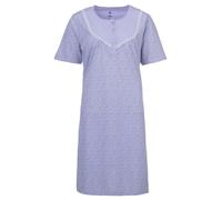 Zeitlos Nachthemd Damen Kurzarm Mille Fleur Spitze Knöpfe M-6XL Knopfleiste Schlafshirt, Farbe:Flieder, Größe:4XL