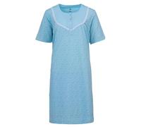Zeitlos Nachthemd Damen Kurzarm Mille Fleur Spitze Knöpfe M-6XL Knopfleiste Schlafshirt, Farbe:türkis, Größe:M