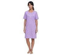 Zeitlos Nachthemd Damen Kurzarm ROSI mit Schleife M-6XL Schlafshirt Knopfleiste Raffung, Farbe:Flieder, Größe:5XL