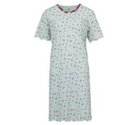 Zeitlos Nachthemd Damen Kurzarm Rüsche mit Blumen Knöpfe M-2XL Knopfleiste Schlafshirt, Farbe:Mint, Größe:XXL
