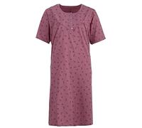 Zeitlos Nachthemd Damen Kurzarm Schlafshirt Knöpfe Blüten M-6XL Baumwolle Rundhals, Farbe:Altrosa, Größe:L