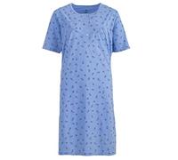 Zeitlos Nachthemd Damen Kurzarm Schlafshirt Knöpfe Blüten M-6XL Baumwolle Rundhals, Farbe:blau, Größe:M