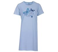 Zeitlos Nachthemd Damen Kurzarm Schmetterling Schlafshirt Rundhalsausschnitt M-2XL, Farbe:blau, Größe:XXL