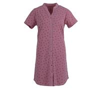 Zeitlos Nachthemd Damen Kurzarm Stehkragen Herz Knopfleiste Durchgehend, Farbe:Altrosa, Größe:M