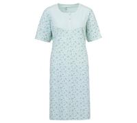 Zeitlos Nachthemd Damen Kurzarm Zweigen und Blüten Knöpfe M-6XL Knopfleiste Schlafshirt, Größe:L, Farbe:Mint