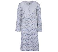Zeitlos Nachthemd Damen Langarm Blüten Zweige Spitze Schlafshirt M-2XL, Farbe:blau, Größe:M