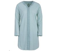 Zeitlos Nachthemd Damen Langarm Blumen Borte Schlafshirt M-2XL All-Over Muster, Farbe:Mint, Größe:L