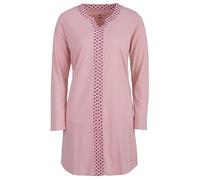 Zeitlos Nachthemd Damen Langarm Blumen Borte Schlafshirt M-2XL All-Over Muster, Farbe:rosa, Größe:XXL
