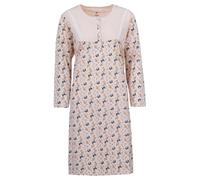 Zeitlos Nachthemd Damen Langarm Butterfly Schmetterling Spitze Knöpfe M-2XL Knopfleiste Schlafshirt, Farbe:apricot, Größe:XXL