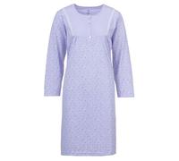 Zeitlos Nachthemd Damen Langarm Gänseblümchen Spitze Knöpfe M-6XL Knopfleiste Schlafshirt, Farbe:Flieder, Größe:6XL