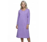 Zeitlos Nachthemd Damen Langarm Helene mit Schleife M-6XL Schlafshirt Knopfleiste Raffung, Farbe:Flieder, Größe:3XL