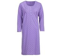 Zeitlos Nachthemd Damen Langarm Helene mit Schleife M-6XL Schlafshirt Knopfleiste Raffung, Farbe:Flieder, Größe:6XL