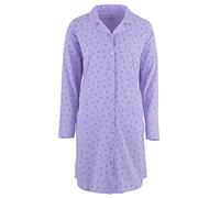 Zeitlos Nachthemd Damen Langarm Herz Schlafhemd Knöpfe, Farbe:Flieder, Größe:XL