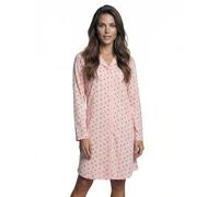 Zeitlos Nachthemd Damen Langarm Holly mit Kirschen M-2XL Schlafshirt durchgehende Knopfleiste mit Kragen, Farbe:apricot, Größe:L