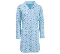 Zeitlos Nachthemd Damen Langarm Holly mit Kirschen M-2XL Schlafshirt durchgehende Knopfleiste mit Kragen, Farbe:hellblau, Größe:L