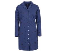 Zeitlos Nachthemd Damen Langarm Kragen Sonne Mond Sterne M-2XL Knopfleiste Schlafshirt, Farbe:blau, Größe:XXL